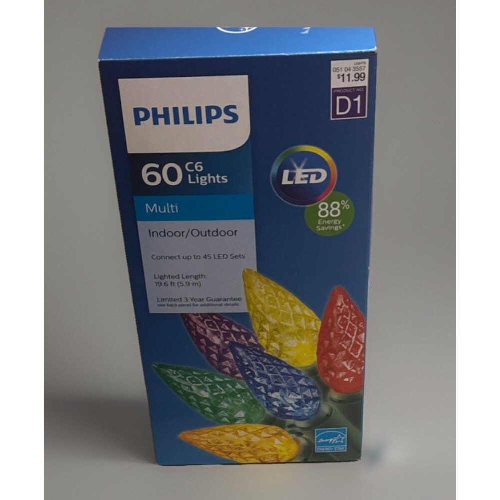 Philips 60 C6 Multicolor LED String Lights Indoor Outdoor 60 Lights Decorative